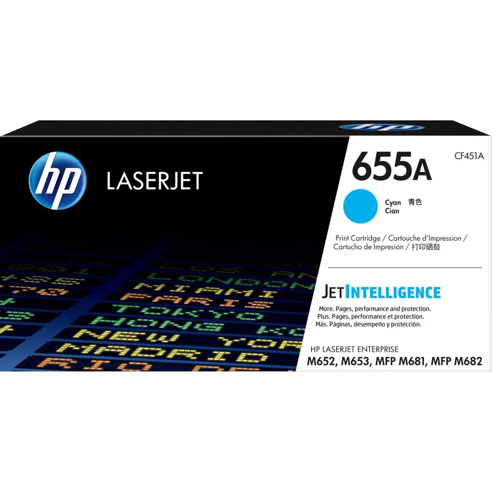 HP 655A Cyan Original LaserJet Toner Cartridge CF451A