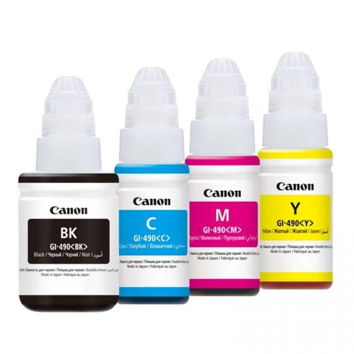 CANON GI 490 Black Cyan Magenta Yellow (4 Color) Original Ink Bottle