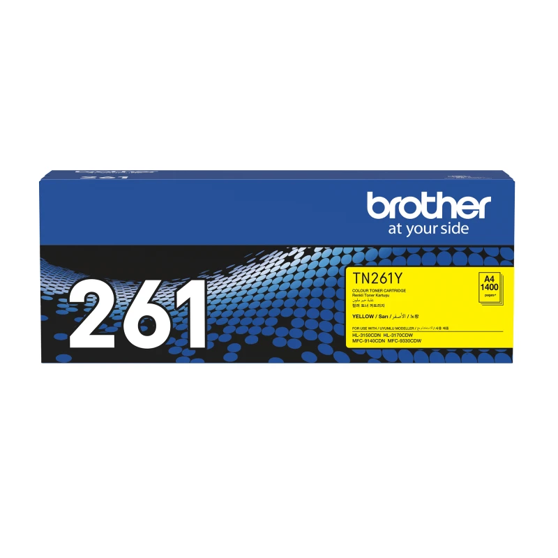 BROTHER TONER TN261Y YELLOW ORIGINAL CARTRIDGE FOHL3150CDN/HL3170CDW/MFC9140CDN/MFC9330CDWR